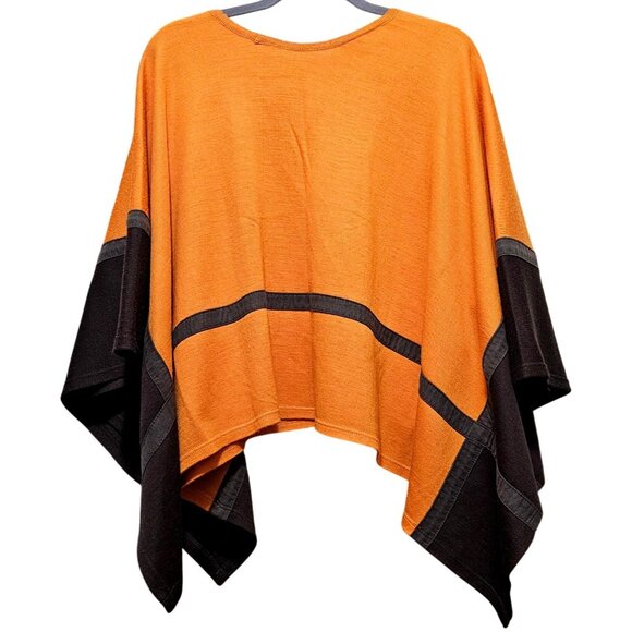 I.K.C. For Country Wear Orange & Brown Poncho Top 2X Italian - Picture 2 of 7